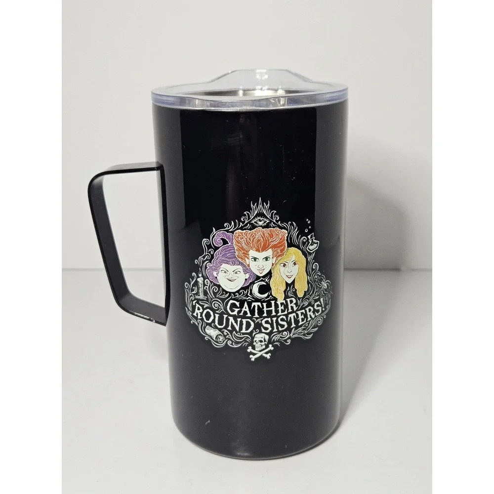 Disney Hocus Pocus Stainless Steel Travel Mug Tumbler Gather Round Sisters Cup
